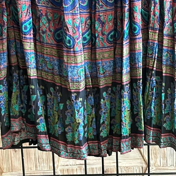 LIz Baker Vintage Womens Skirt One Size Blue Paisley Maxi Boho Hippie - Picture 3 of 7